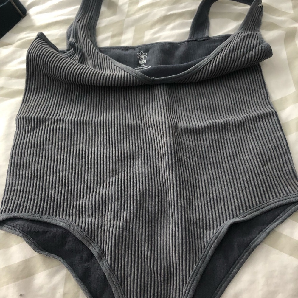 Aura Charcoal Ribbed Shapewear Bodysuit